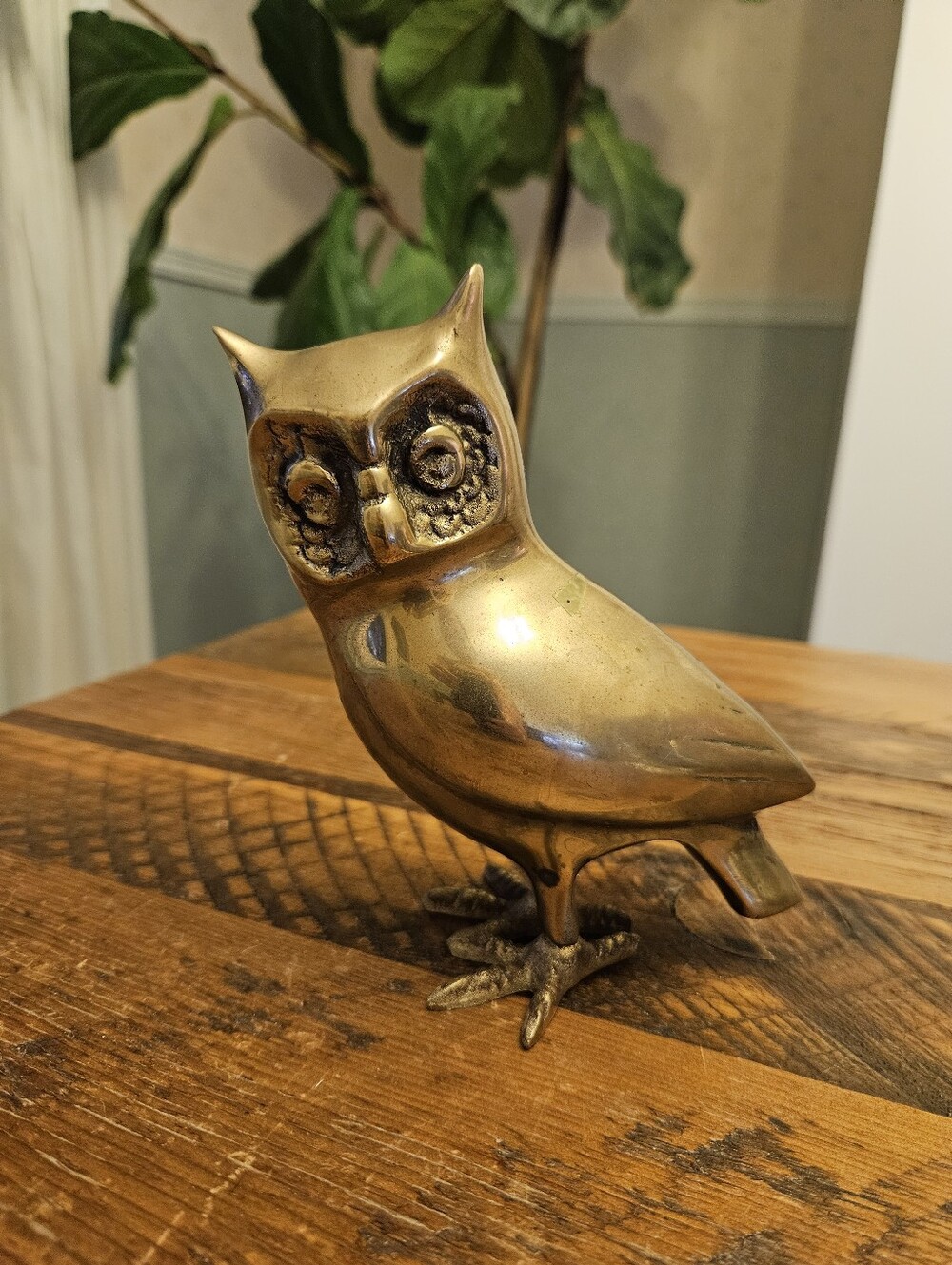 Vintage Brass Standing Owl Figurine